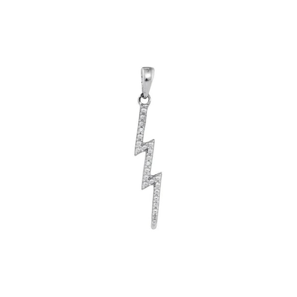 Sterling Silver Womens Round Diamond-accent Lightning Bolt Pendant .01 Cttw 